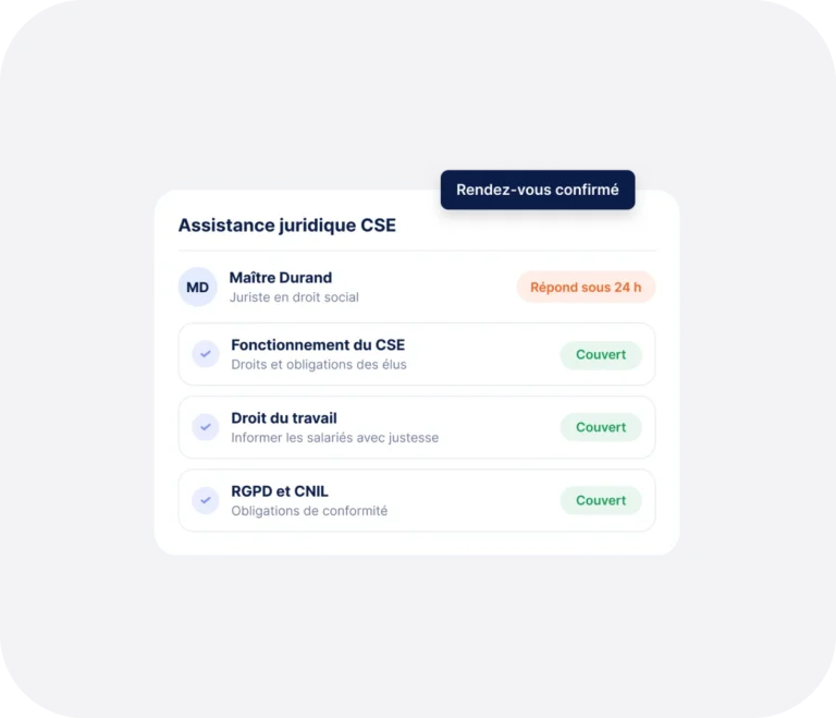Confirmation rendez-vous juriste CSE
